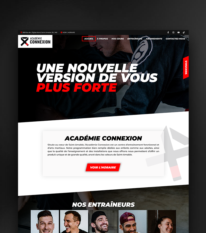 website design for Académie Connexion