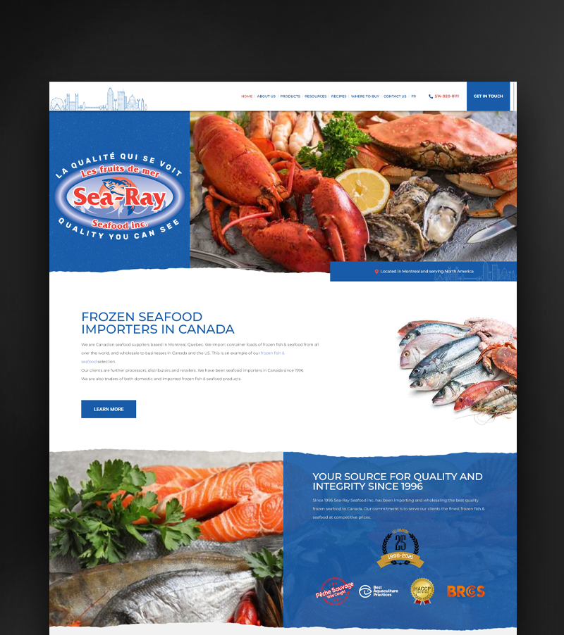 website design for Sea Ray Seafood